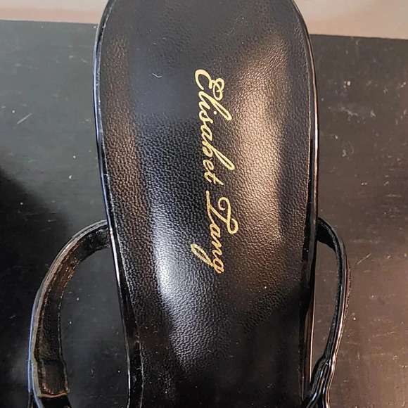 Elisabet Lang Black Patent Leather Lace Up Open Toe Strappy Sandals Shoes Baddie - Picture 9 of 12